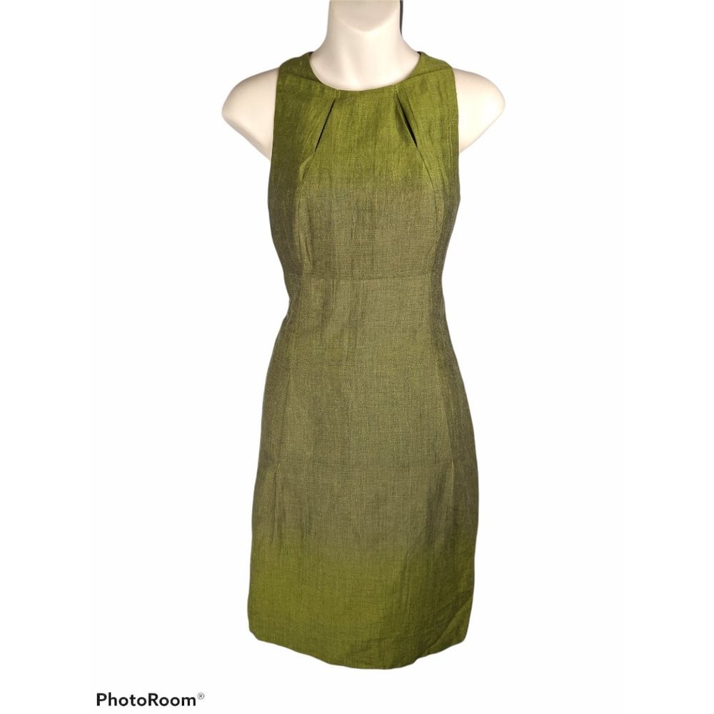 VINCE green ombre sheath linen Dress 4 S Sleeveless Bloomingdales